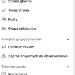 menu na Facebooku